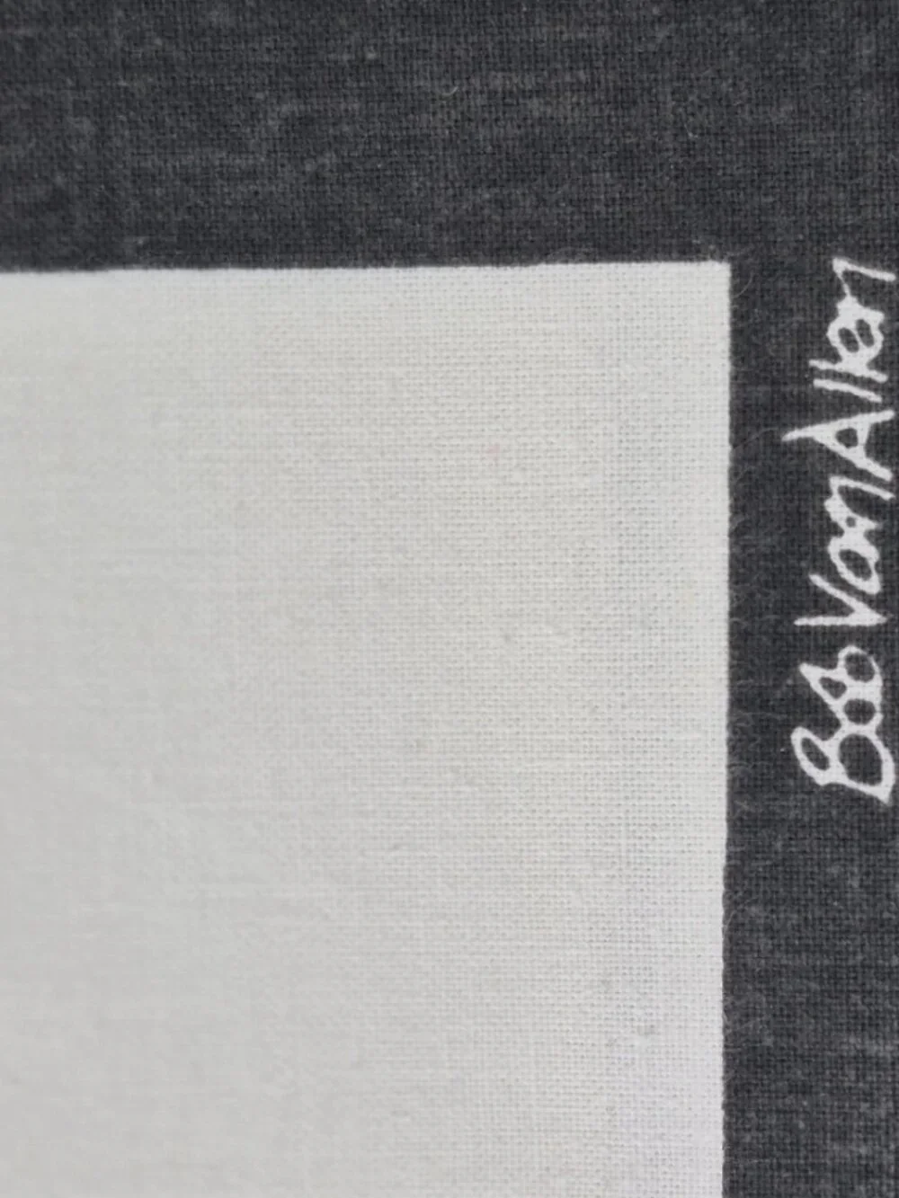 Vintage Bob Allen Napkins Charcoal Boarder & Cream Center Linen Signed Set of 8